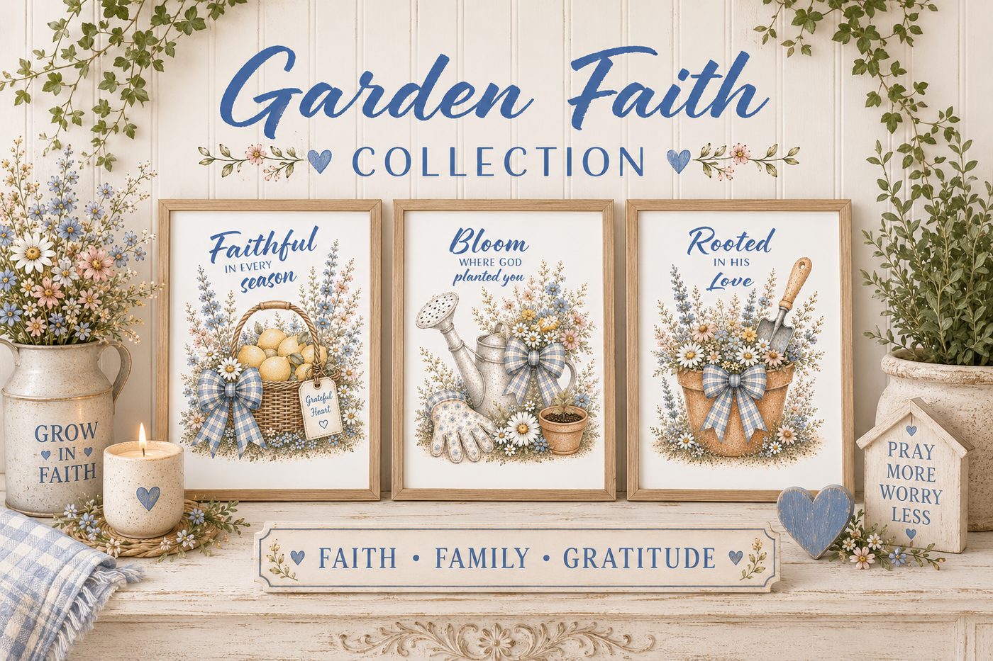 Christian garden wall art set
