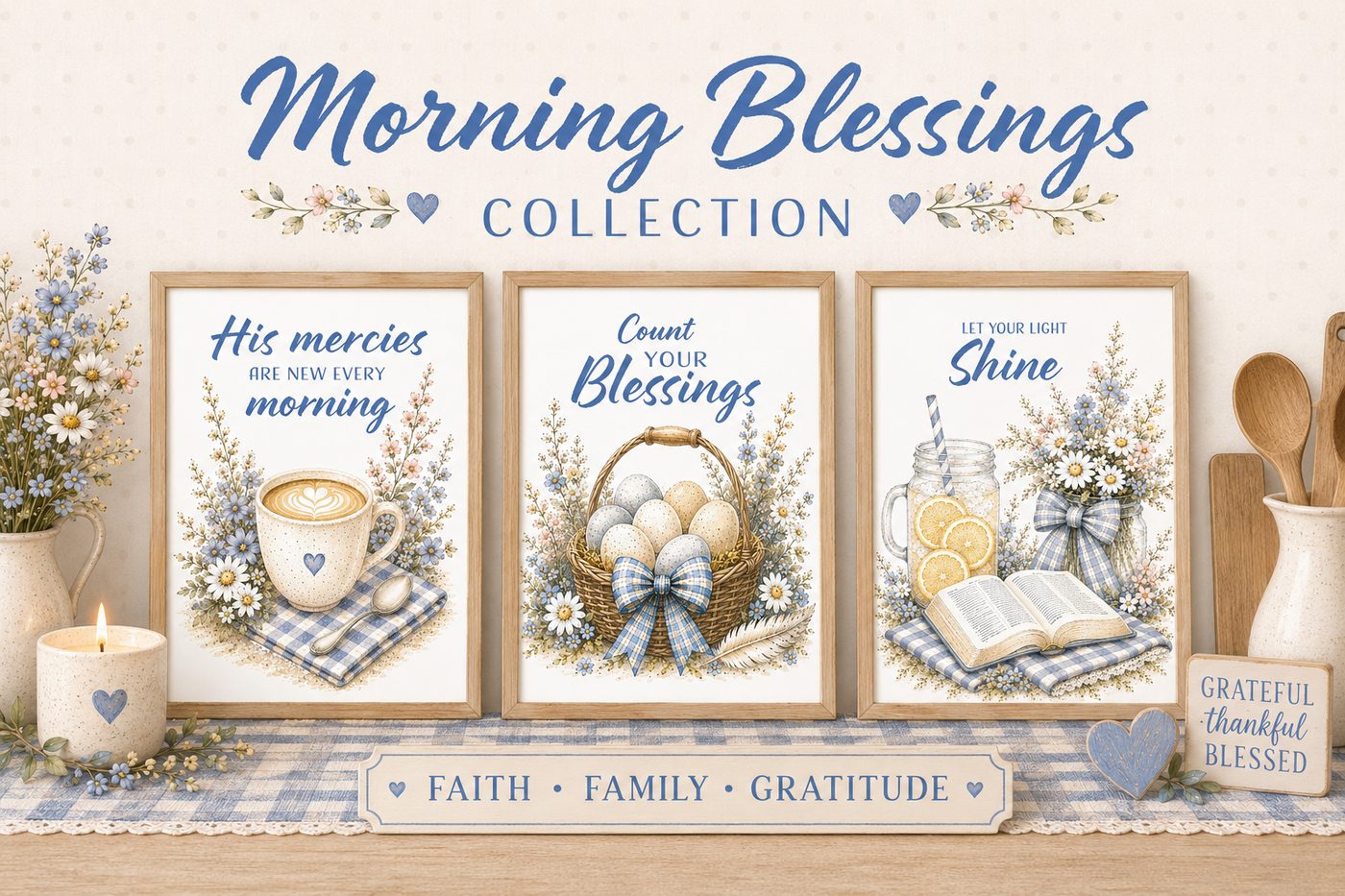 Morning blessings coffee bar art set